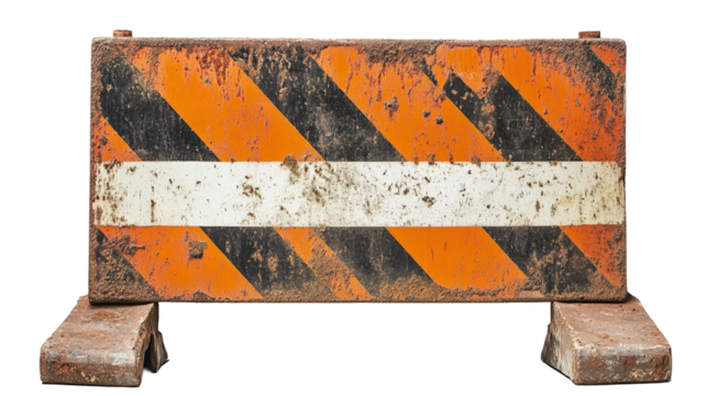 Construction zone safety barrier urban setting outdoor isolated on transparent background