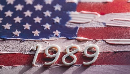 Fototapeta premium Artistic Brushstroke Representation of American Flag with 1989