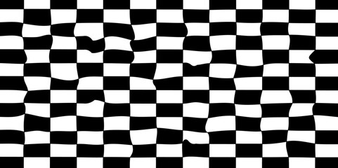 Obraz premium Black and white checkered pattern background vector presentation design. Chess design or race flag, black and white fabric cloth is waving. Wavy monochrome background. square checker tablecloth.