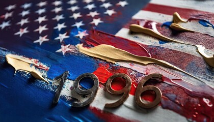 American Flag Artistic Representation with 1996 Date