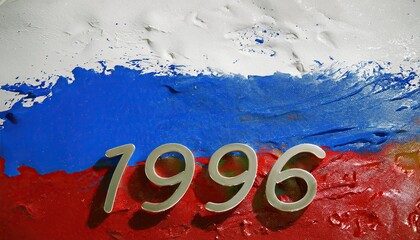 Russian Flag Smear with Year 1996 on Art Paper