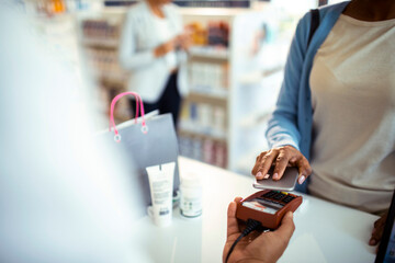 Contactless payment at pharmacy checkout counter