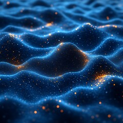 Glowing particles wave abstract background, digital art