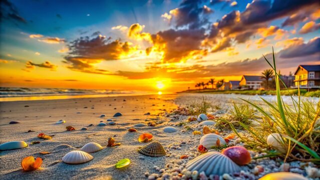 Massengale Beach Sunset, St. Simons Island, Georgia: Hotels & Coastal Views - Macro Photography