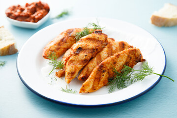 Homemade tandoori chicken on a plate