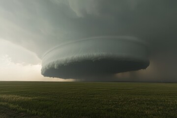 Dramatic Cloud Formation Over Green Field Captured During Storm