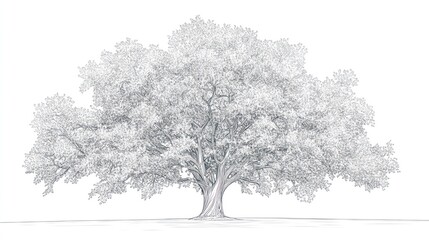 Obraz premium Majestic oak tree, isolated on white background; nature, growth, strength, design element