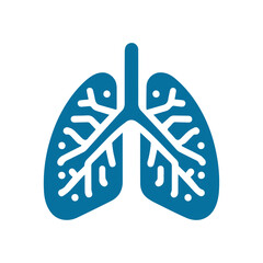 blue human lung  flat style vector icon illustration.