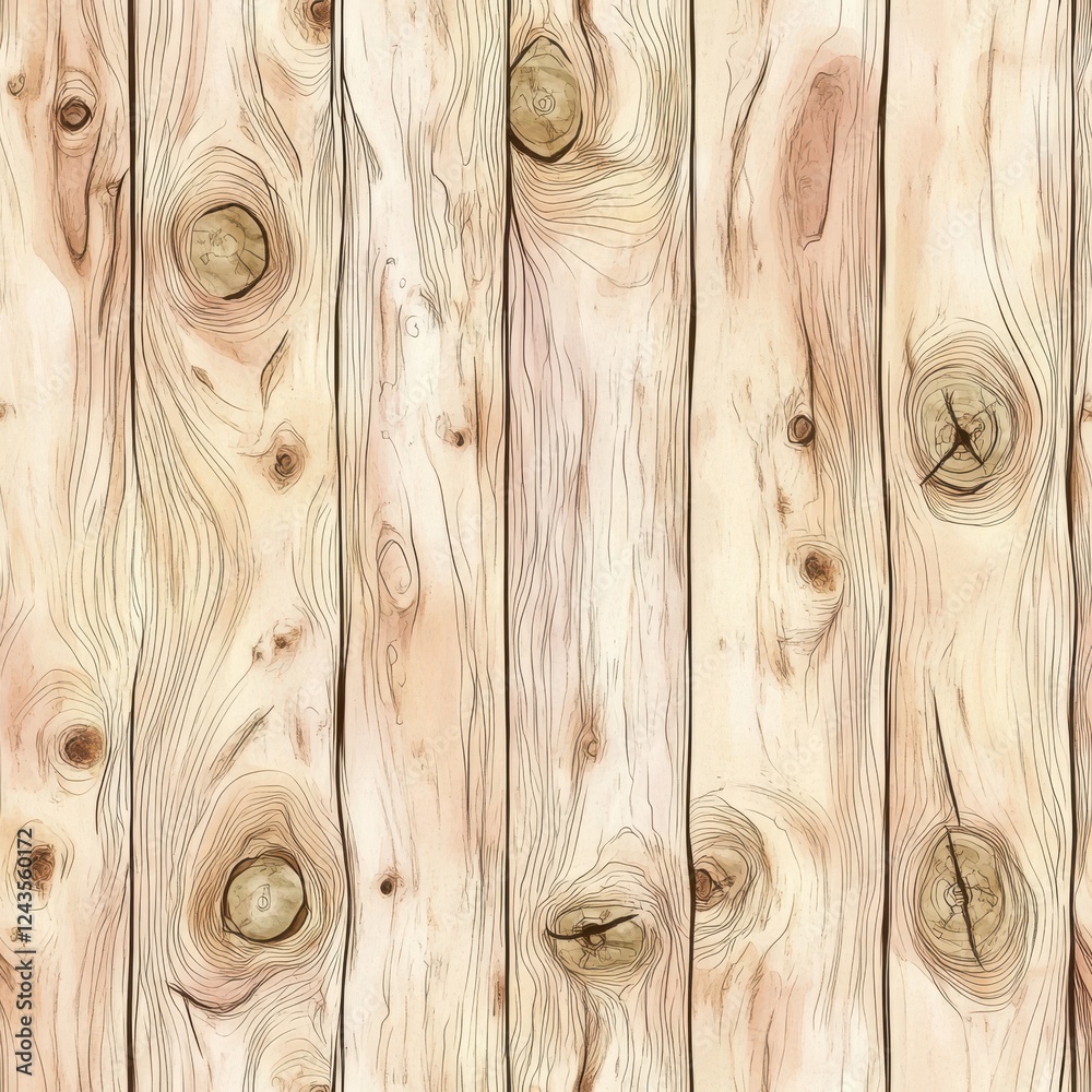 Aufkleber doodle watercolor drawing of calming wooden textures with soft lines and gentle hues in a serene bac