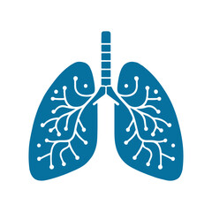 blue human lung  flat style vector icon illustration.