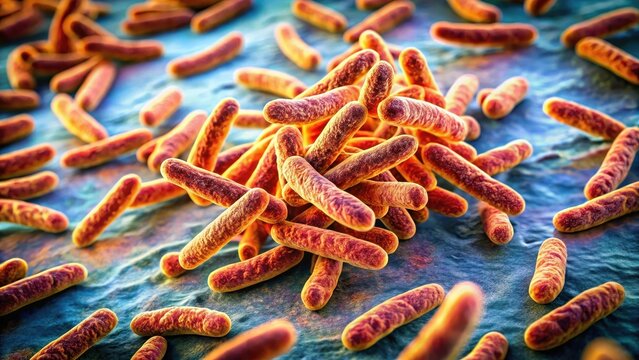 Mycobacterium tuberculosis bacteria on a tissue surface, laboratory, research,  laboratory, research, mycobacterium