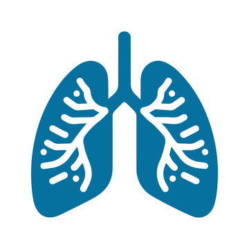 blue human lung  flat style vector icon illustration.
