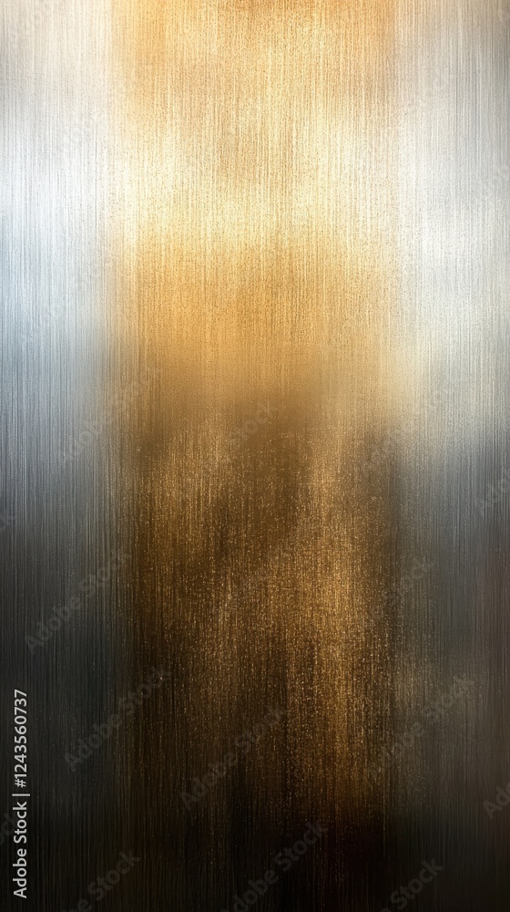 Aufkleber brushed stainless steel surface with golden hues creating a textured visual experience in reflected 