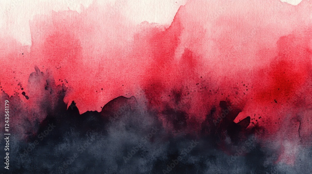 Poster bold and dramatic watercolor composition showcasing vibrant reds and deep blacks for dynamic artisti