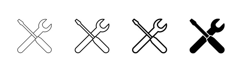 Repair icon vector isolated on white background. Wrench and screwdriver icon. settings vector icon. Maintenance. tools