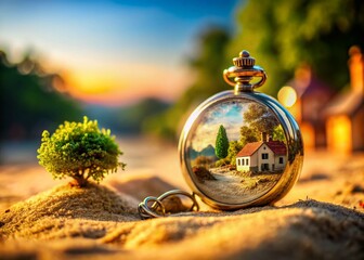 Miniature World: Buried Pocket Watch, Tilt-Shift Photography