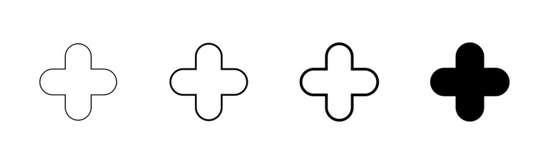 Plus Icon vector isolated on white background. Add plus icon. Addition sign. Medical Plus icon