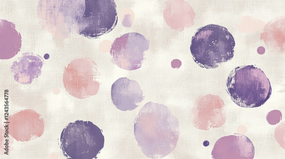 Aufkleber Soft lavender pencil strokes create a whimsical pattern of circular spots on a textured linen background