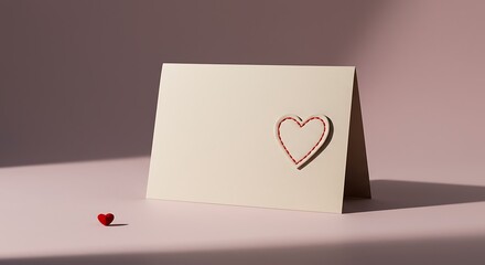 Elegant Cream Greeting Card with Red Heart Design