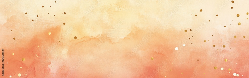 Poster soft ochre gradient blending with gentle specks of color evokes a serene atmosphere perfect for calm