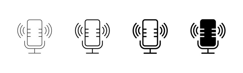 Microphone Icon vector isolated on white background. Mic sign. Karaoke microphone icon. Broadcast mic sign