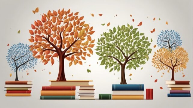 International literacy day concept with tree with book