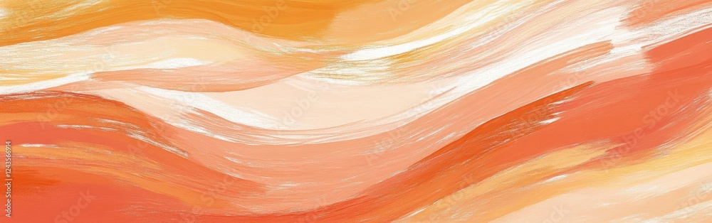Poster Fluid coral hues flow seamlessly with smooth pencil strokes creating a vivid abstract artwork displaying warmth and energy
