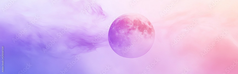 Poster lavender and pink gradient sky featuring a mystical orb surrounded by soft clouds during twilight