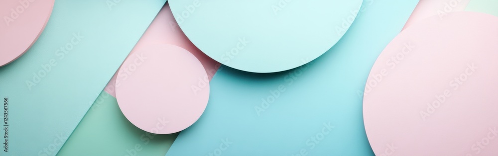 Aufkleber Overlapping geometric shapes in soft pastel hues creating a harmonious visual composition