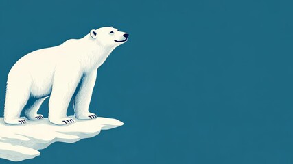 Polar Bear Standing on Ice with Minimal Arctic Backdrop in Soft Blue Tones for Environmental and Wildlife Themes in Modern Illustrative Style - Powered by Adobe