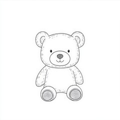 Obraz premium Cute Cartoon Teddy Bear Character on White Background for Kids
