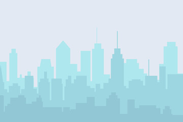 Naklejka premium City skyline vector illustration. Urban landscape cityscape in flat style. City silhouette. Cityscape backgrounds. Daytime city skyline.