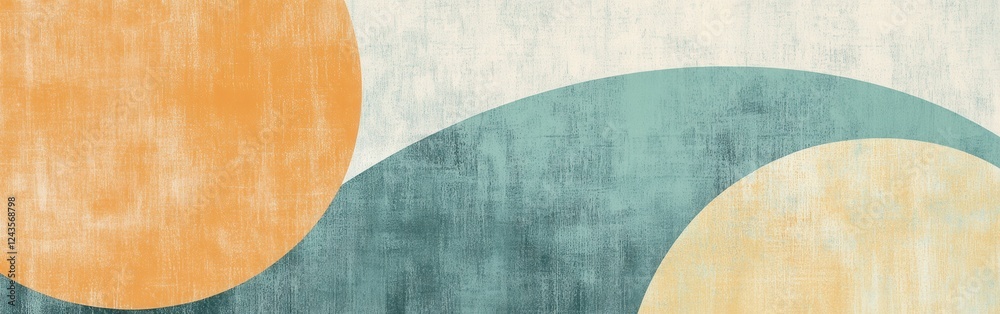 Poster minimalist pencil strokes create abstract half-circles in soothing colors and soft textures on a neu