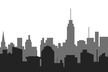 Fototapeta premium City skyline vector illustration. Urban landscape cityscape in flat style. City silhouette. Cityscape backgrounds. Daytime city skyline.