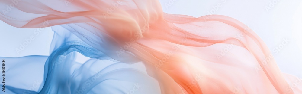 Poster Soft peach and blue haze creating an ethereal atmosphere in a minimalist setting during daylight