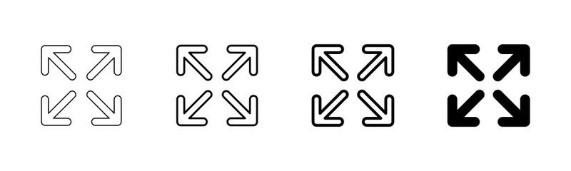 Fullscreen Icon vector isolated on white background. Expand to full screen icon. Fullscreen sign icon. Arrows symbol