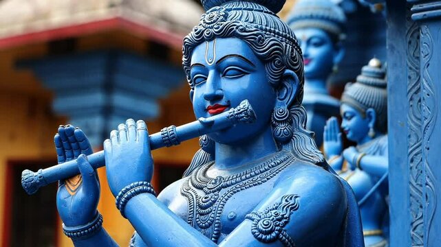 Lord Krishna with flute Indian hindu hinduism god deity janmashtami