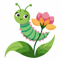 Caterpill wite background 