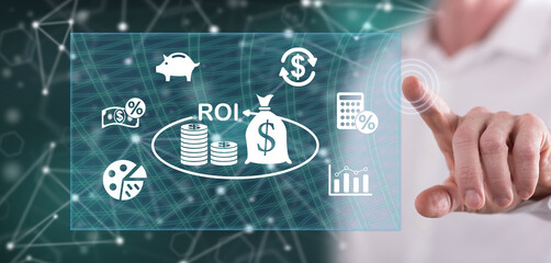 Man touching a roi concept