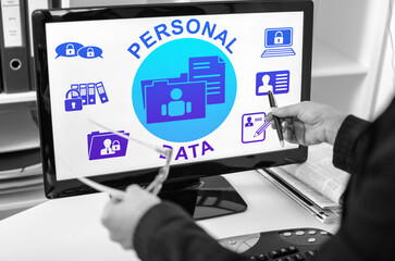 Personal data concept on a computer monitor