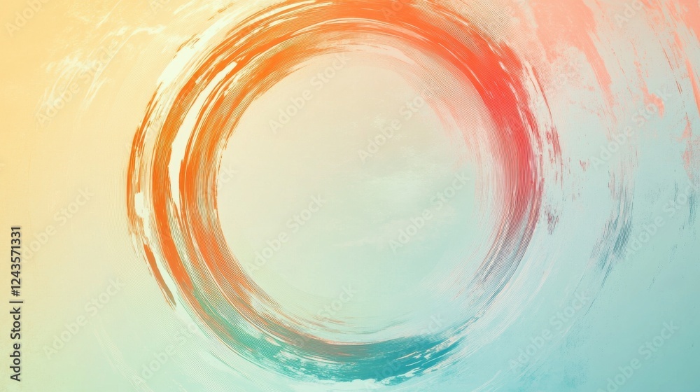 Aufkleber Gradient of elegant pencil strokes creating a circular pattern with soft hues blending together from orange to teal
