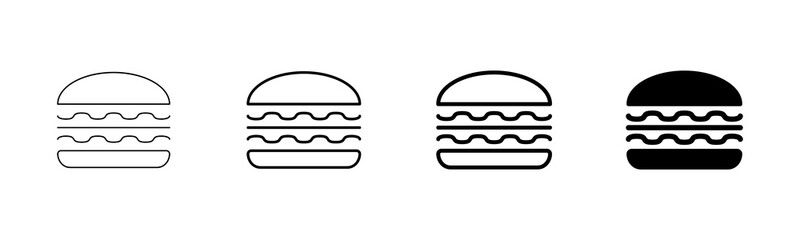 Hamburger icon vector isolated on white background. Burger and hamburger icon. Fast food vector icon
