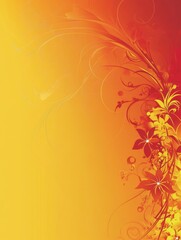 Abstract Orange and Red Floral Design Background