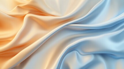 Obraz premium Softly draped fabric with elegant gradient blending warm orange and cool blue tones in a soothing composition