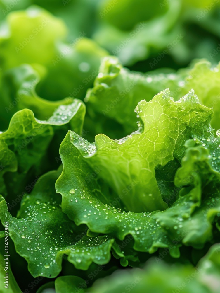 Poster fresh greens display vibrant textures in close-up view of a healthy salad