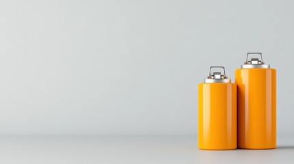 Bright Yellow Batteries on Light Gray Background with Minimalistic Style and Modern Aesthetic for Various Purposes