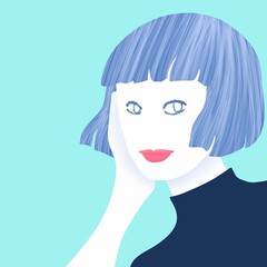 美しい髪の女性のシンプルなイラスト