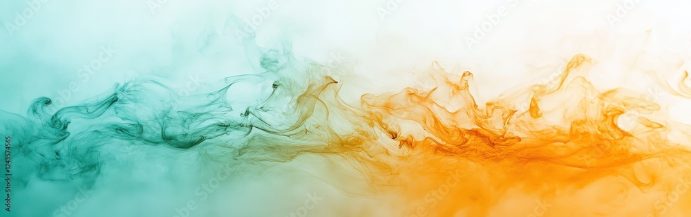 Aufkleber translucent amber and mint strokes create a dreamy abstract composition in soft hues