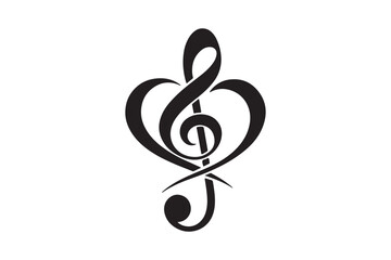Fototapeta premium Heart music note logo