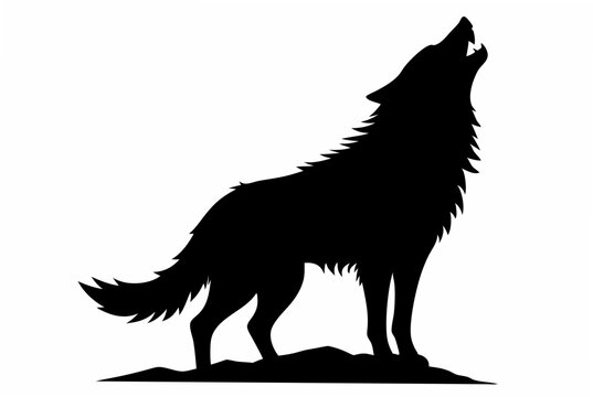 wolf howling  silhouette vector